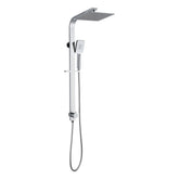 EASCADE Dual Shower Rail with Rain Fall Head - 'Wide' Square Top Inlet and Bottom Inlet in Chrome and Black